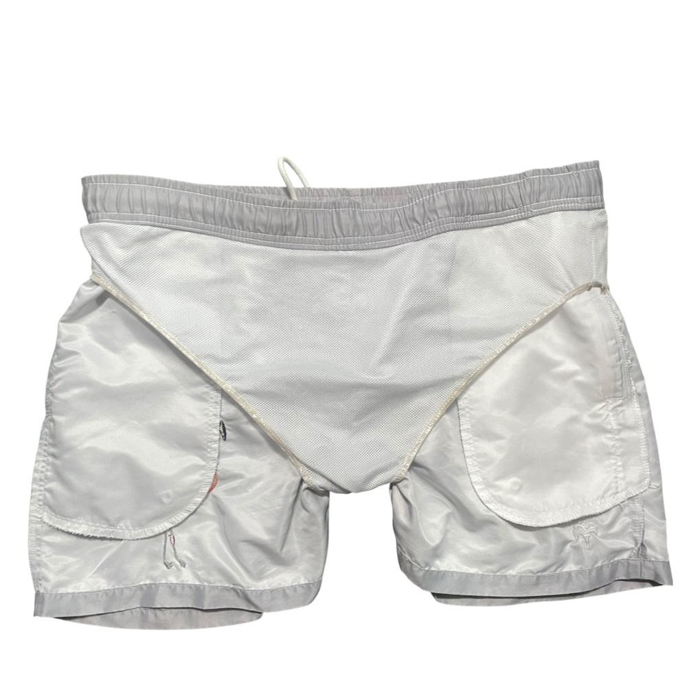 OAS Flamingo Embroidered Grey Silver Man’s Trunks Boat Shorts Size L - Picture 5 of 8